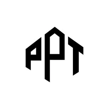 PPT letter logo design with polygon shape. PPT polygon and cube shape logo .. Stock Illustration