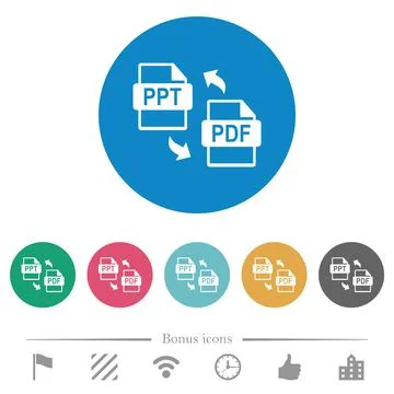 PPT PDF file conversion flat round icons Stock Illustration