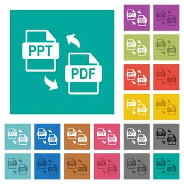 PPT PDF file conversion square flat multi colored icons 스톡 일러스트