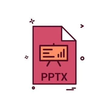 Pptx file file extension file format icon vector design Stock Illustration