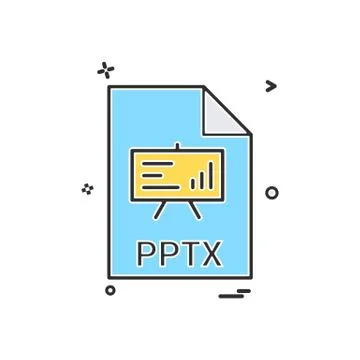 Pptx file file extension file format icon vector design Stock Illustration