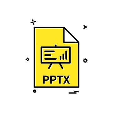 Pptx file file extension file format icon vector design Stock Illustration
