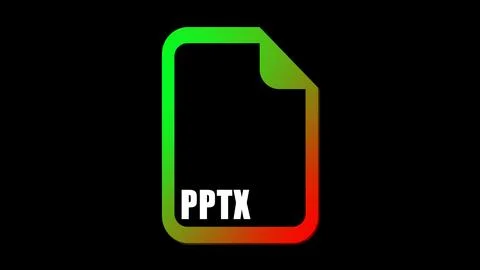 PPTX file format document icon isolate on black background. Stock Illustration