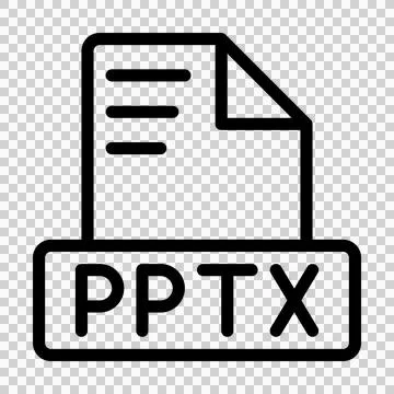 PPTX File Icon. Outline file extension. icons file format symbols.  Stock Illustration