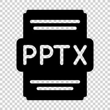 Pptx file icon solid style. Spreadsheet file type, extension, format icons.  Illustrazione stock
