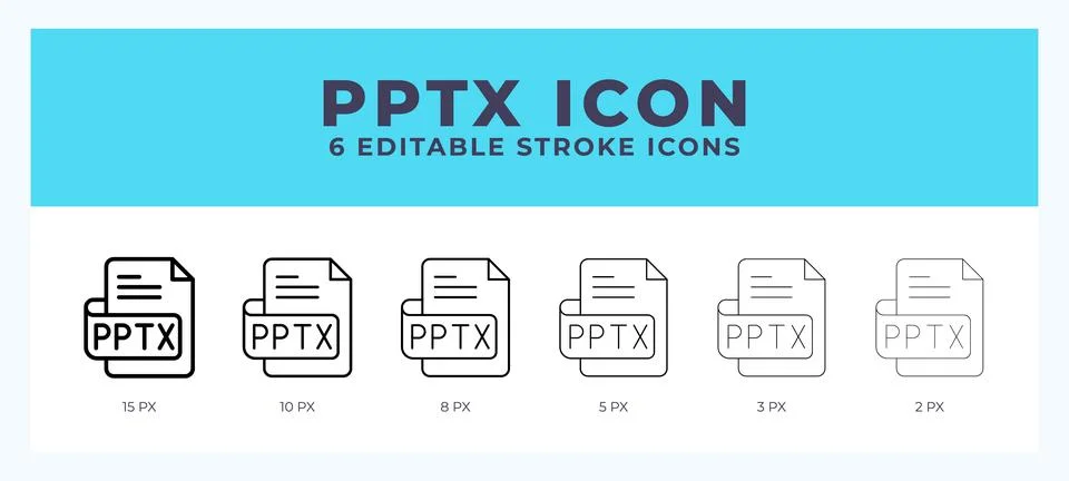 Pptx file line icon with different stroke. Vector illustration. Stock Illustration