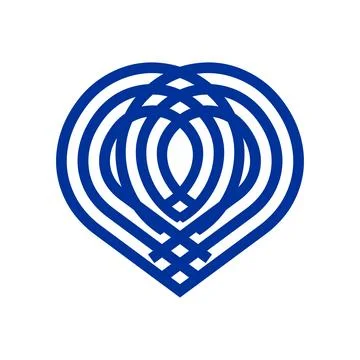 Pq, pp initial geometric line art love shape logo and vector icon Stock Illustration