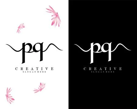 Pq, qp handwriting script font letter logo design template vector イラスト素材