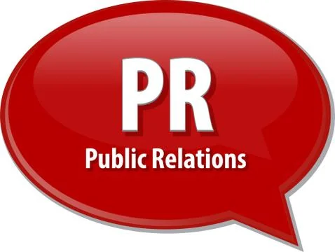 PR acronym word speech bubble illustration Stock Illustration