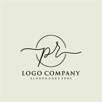 PR Initial handwriting logo design Illustrazione stock