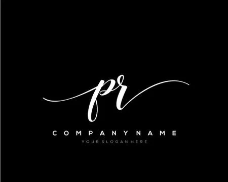 PR Initial Letter handwriting logo hand drawn template vector Stock Illustration