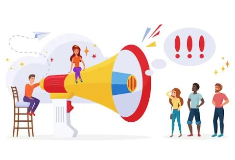 PR management and advertisement concept. Announcement, broadcast concept Stock Illustration
