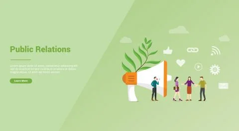 Pr or public relation with people team for website template or banner landing Stock Illustration