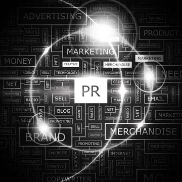 PR PR. Word cloud illustration. Tag cloud concept collage. Copyright: xZoo... Foto stock