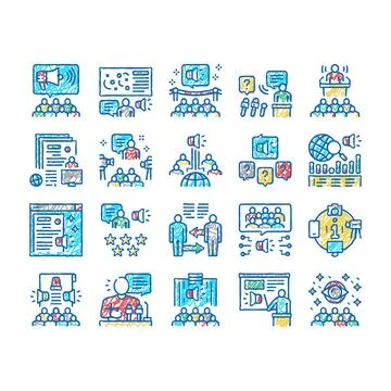 Pr Public Relations set Icons hand drawn Stock Illustration