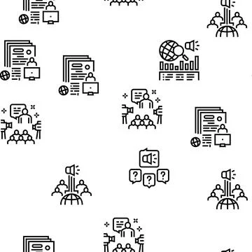 Pr Public Relations Vector Seamless Pattern Stock Illustration