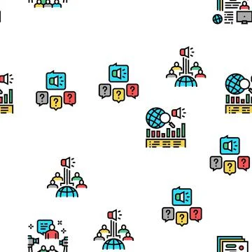 Pr Public Relations Vector Seamless Pattern Stock Illustration