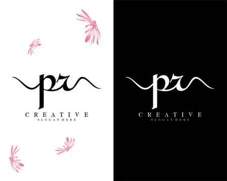 Pr, rp handwriting script font letter logo design template vector Illustrazione stock