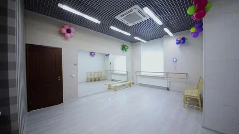 (PR) Small hall with color light and mirror on wall in family club Stock Footage 276371757