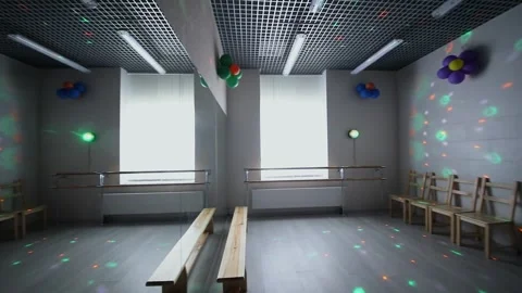 (PR) Small studio with color light and mirror on wall in family club Stock Footage 276371755