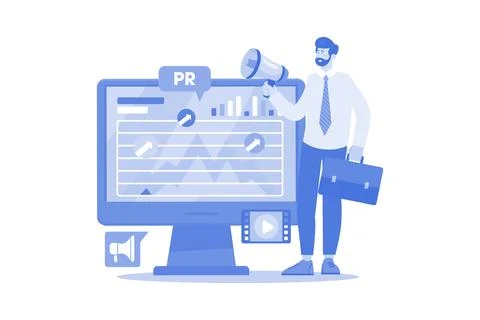 PR specialist developing plan for product launch. Stock Illustration