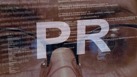 PR text on female software developer Stock Footage 107661211