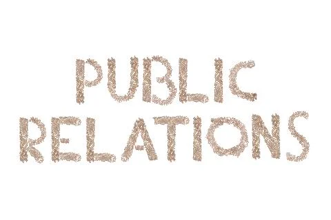 PR written with small cubes Stock Photos