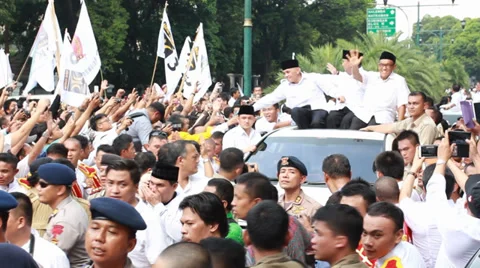 Prabowo Subianto, Hatta Rajasa, and Aburizal Bakrie Stock Footage