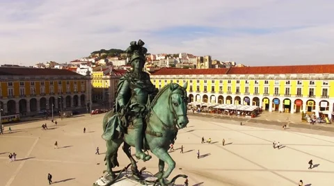 Praca Commercio Lisbon aerial view 스톡 동영상 63621864
