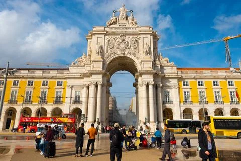 Praca de Comercio Arch Lisbon Portugal Trade Square Stock Photos