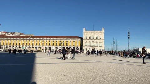 The Praça do Comércio (Commerce Plaza) is a large plaza in Lisbon Stock Footage 240810157