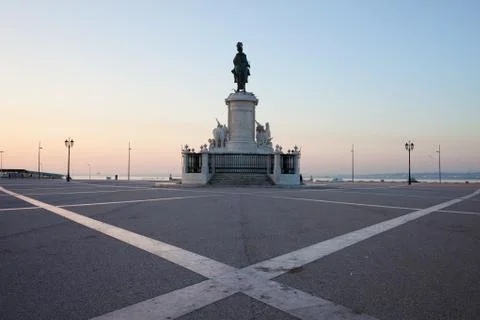 Praca do Comercio at Dawn in Lisbon 스톡 사진