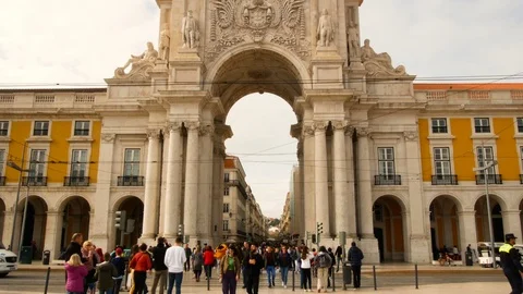 Praca do Comercio in downtown of Lisbon Stock Footage 108040856