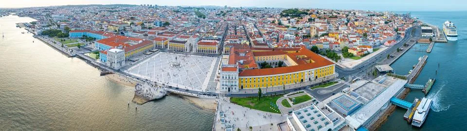 Praca do Comercio, a large, harbour-facing plaza in Portugal's capital, Lisbo Stock Photos