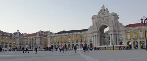 Praça do Comércio in Lisbon Lisboa, Portugal during Web Summit Stock Footage 165478837