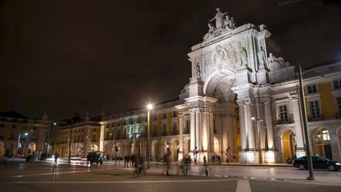 Praça do comercio at night Timelapse Stock Footage 197556735