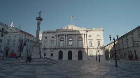 Praca do Municipio Square and Pacos do Concelho Lisbon, Portugal Stock Footage 273430400