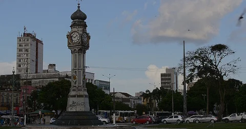 Praça do Relógio - Praça Siqueira Campos - Belem - Brazil Stock Footage 93866514