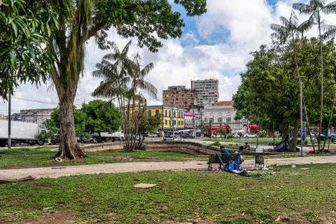 Praca Dom Pedro II square in the city of Belem, state of Para, Brazil. Stock Photos
