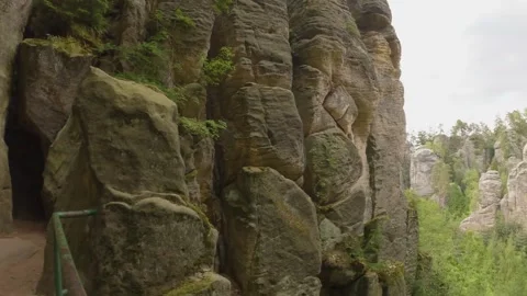 Prachov Rocks Denisova Path Historical Inscription, Czech Republic Stock Footage 318360958