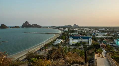 Prachuap city from high position with beach in the evening timelapse Stock-Footage 49910602