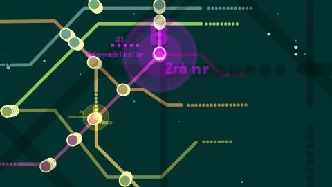 Practical 3d illustration of a metro map. It has a big pink center with a bro Stock Illustration