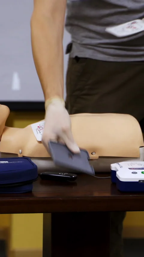 Practical advices for first aid on a mannequin.  Stock Footage 278587066