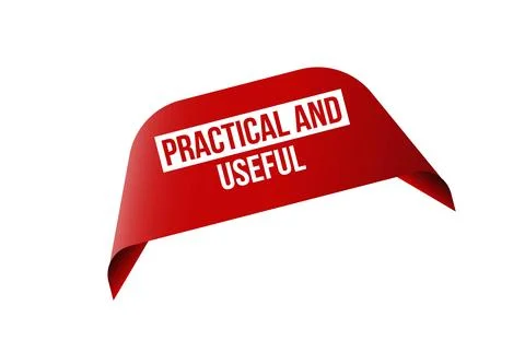 Practical And Useful red ribbon label banner. Stock Illustration