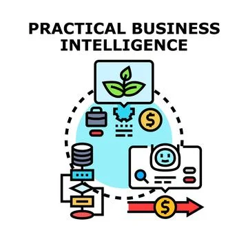 Practical business intelligence analysis improving company growth Stock Illustration
