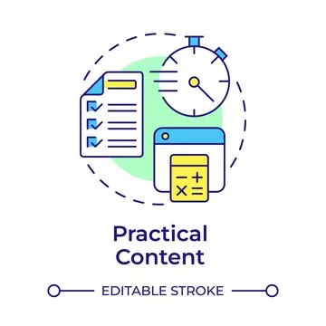 Practical content multi color concept icon Stock Illustration