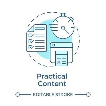 Practical content soft blue concept icon Stock Illustration