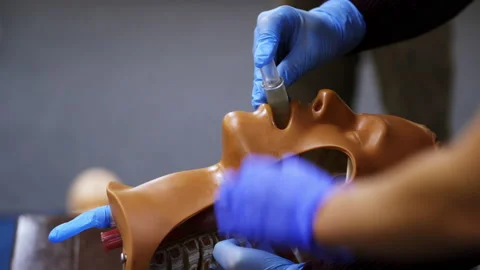 Practical course on a dummy's head.  Stock Footage 146747528