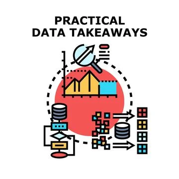 Practical data takeaways analyzing information for business insights Stock Illustration