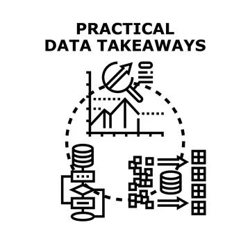 Practical data takeaways analyzing information for business insights Stock Illustration